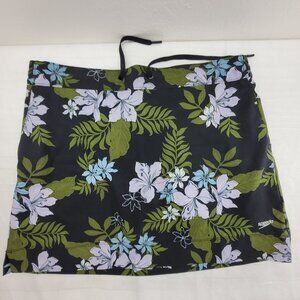 Speedo Skorts Womens L Black Floral Athletic Skirt w Pockets & built in Shorts